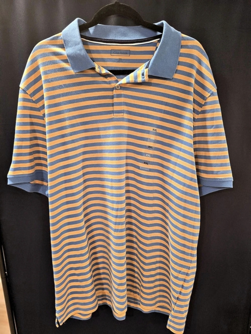 Club Room Men's Striped Polo Orange & Blue XXL
